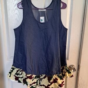 Stylish Blue and Camouflage Tank Top